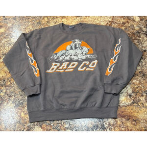 Junk Food Tees “BAD CO” Flame-Sleeve Graphic Sweatshirt